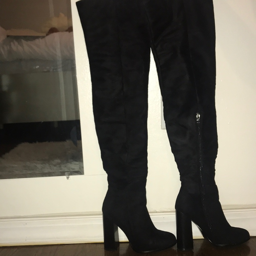 Black Suede Over The Knee Boots
